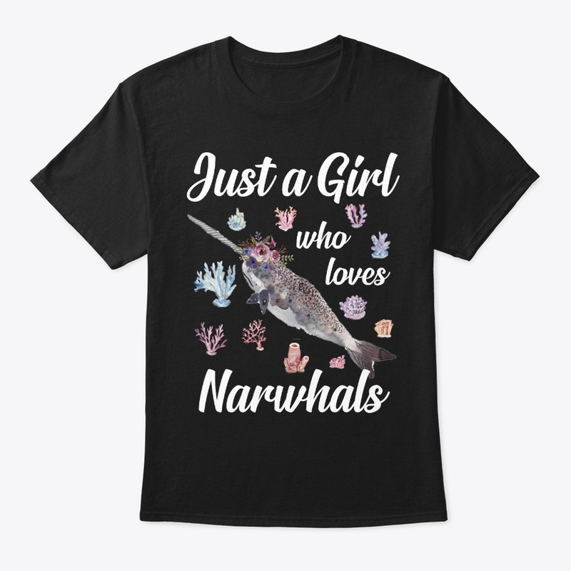 Girl Loves Narwhals Watercolor Style