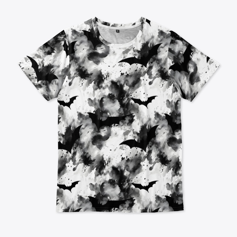 Nocturnal Revenge Abstract Bats On White