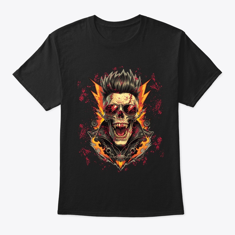 Flaming Screaming Punk Skull Mohawk