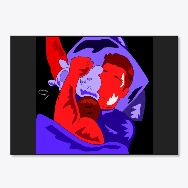 red and blue collection piece