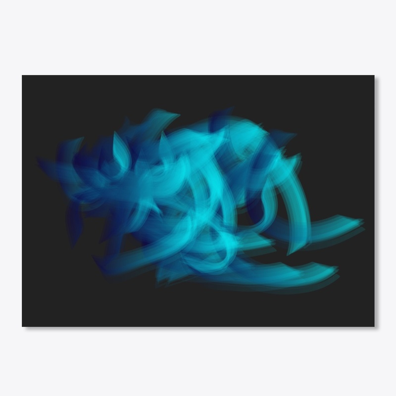 Blue Neon Bright Brush Strokes Abstract