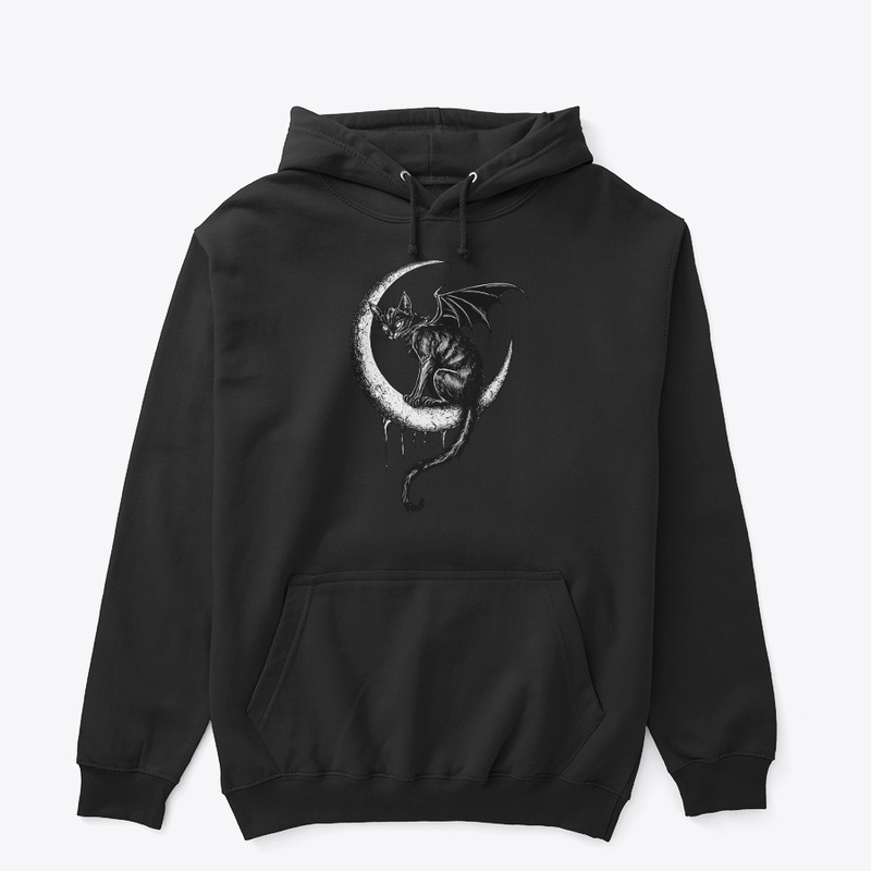  Gothic Black Cat Bat Wings Crescent