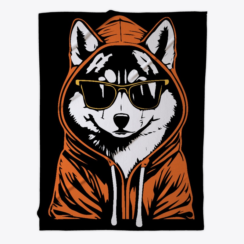 Funny Siberian Husky Dog with Glasses