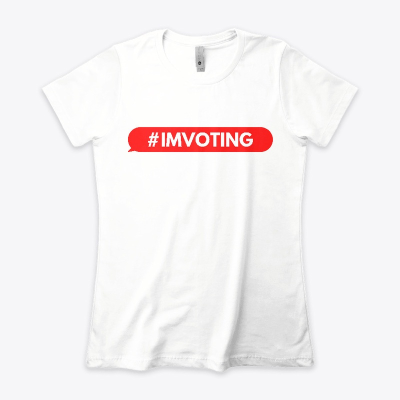 #IMVOTING, red bubble, white text