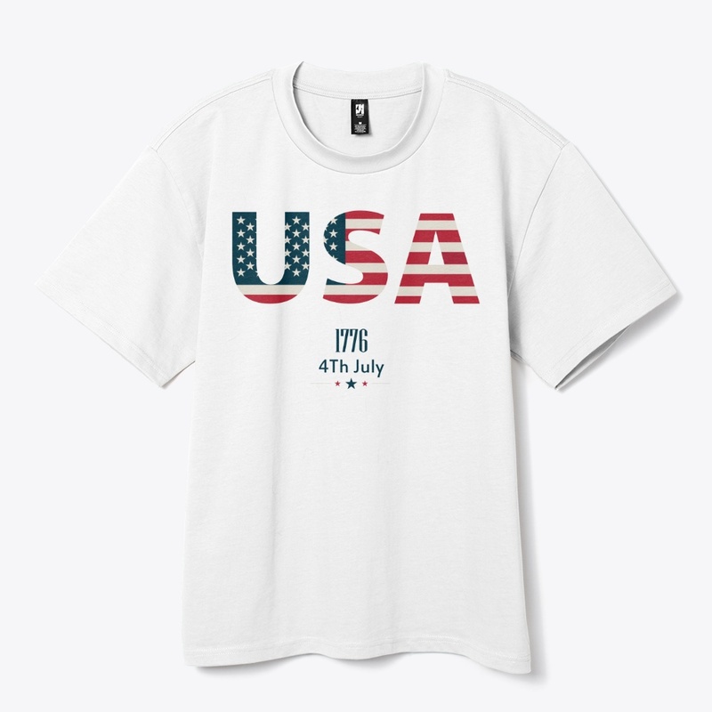 USA Flag  Print T Shirt