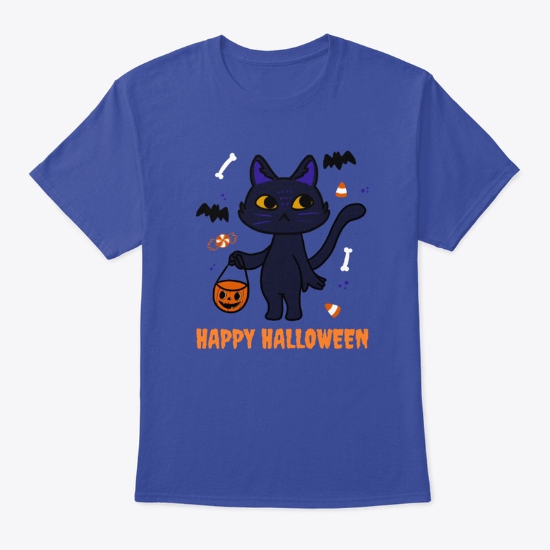 Black Cat Carrying Halloween Pumpkin