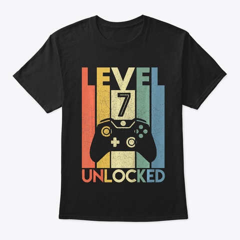 Kids Level 7 Unlocked Shirt Black T-Shirt Front