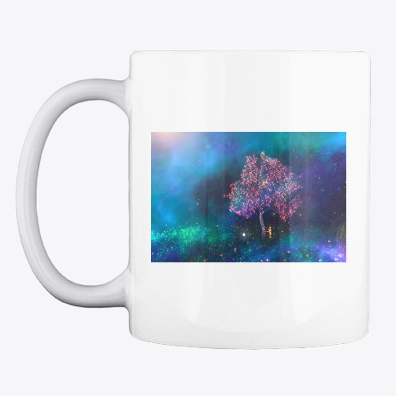 Landscape in space, Tree and flowers