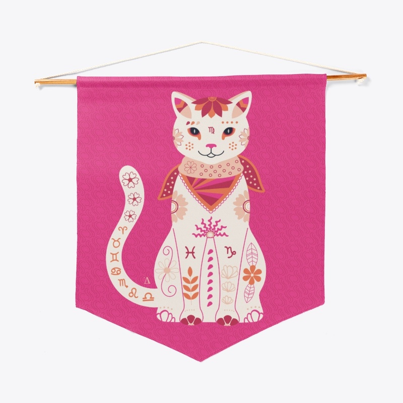 Porcelain cat with flowers and bandana