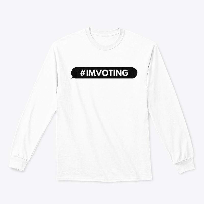 #IMVOTING, black bubble, white text