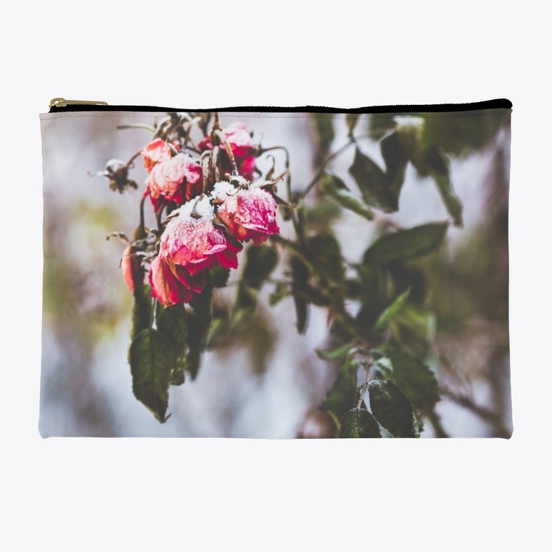 Frozen red roses