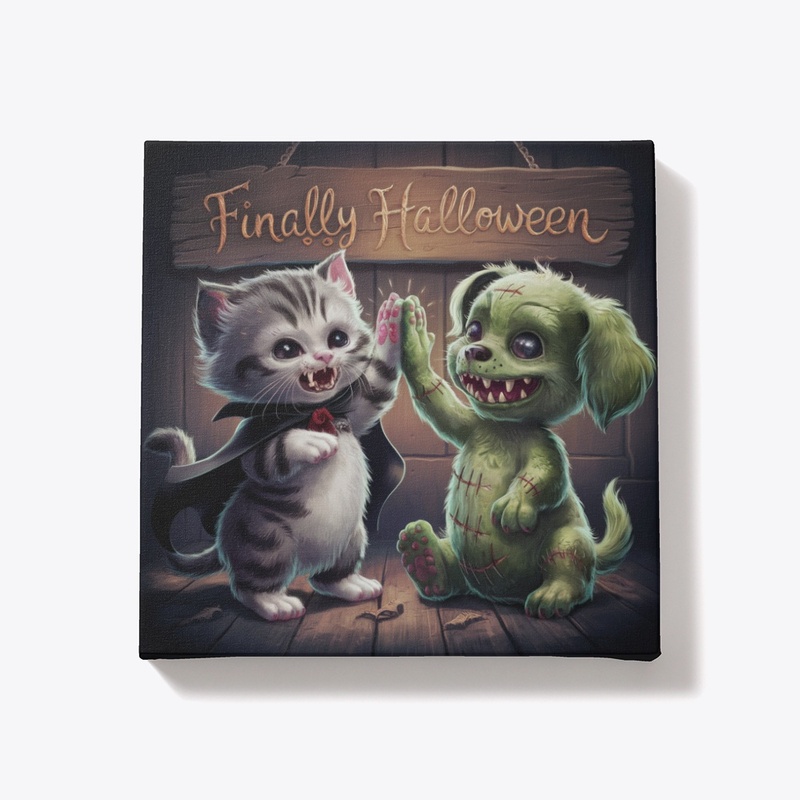 Vampire Cat & Zombie Dog Canvas Gift