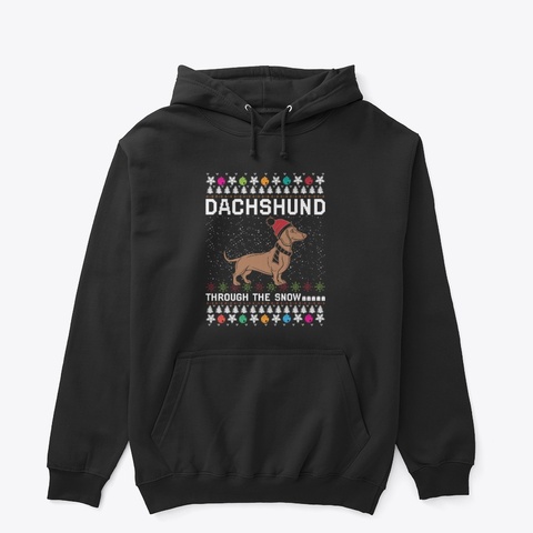 Dachshund Through The Snow Black Camiseta Front