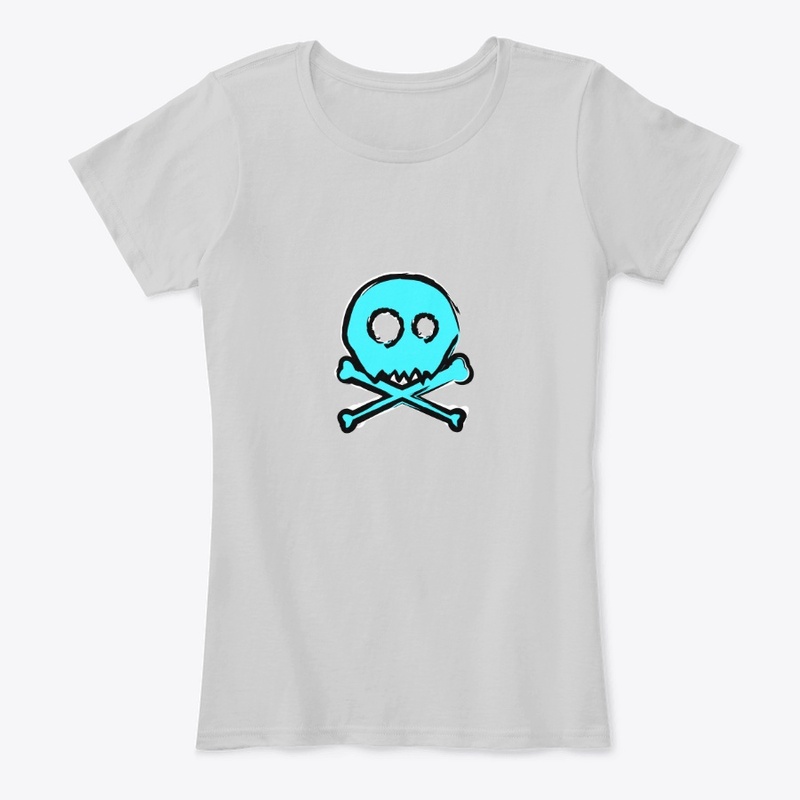 Blue Skull and Crossbones Scribble