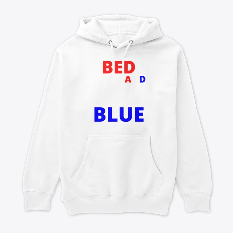 Bed white and blue funny independence na