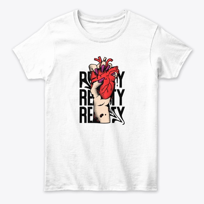 Withe t shirt Black And Red Hart