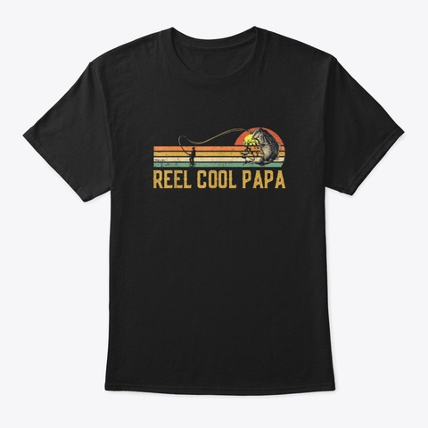 Reel Cool Papa Costume Gifts Pwr7m Black T-Shirt Front