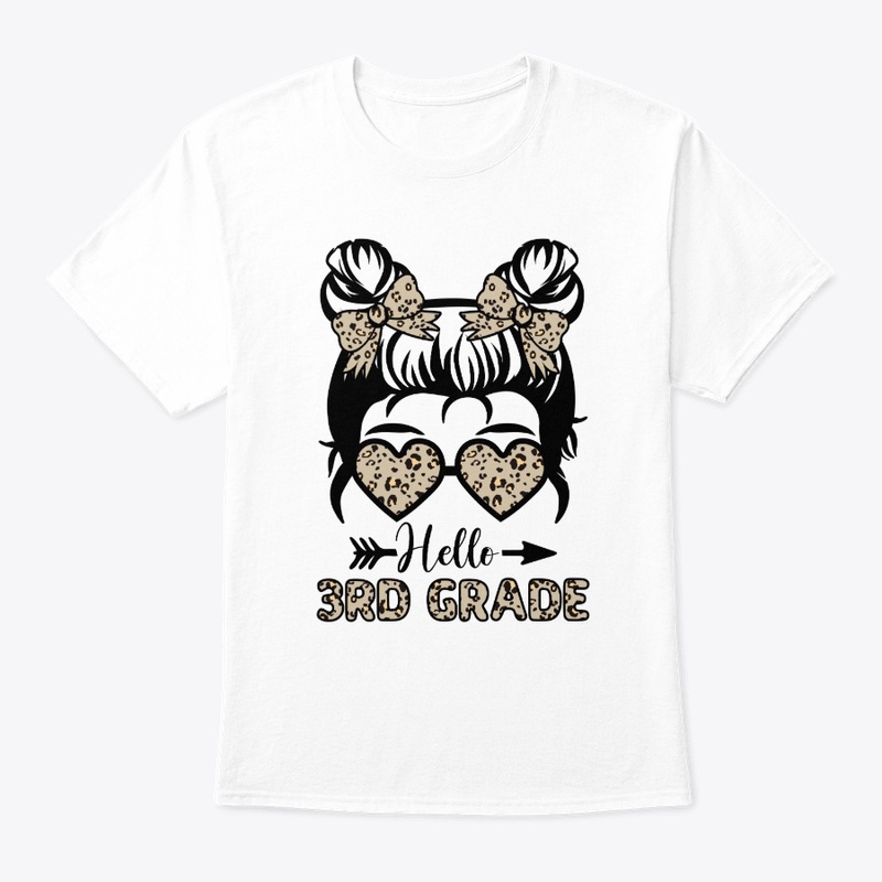 Hello 3rd Grade Messy Bun - Leopard