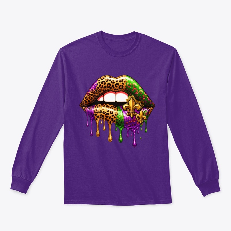  Leopard Print Mardi Gras Lips Drip Lip