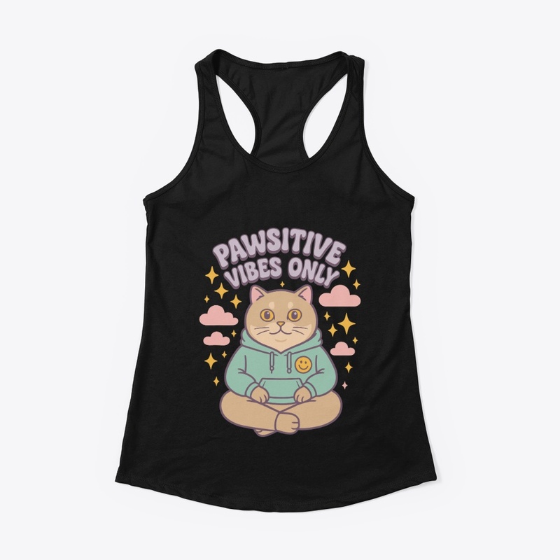 Pawsitive Vibes Only Meditating Cat Tee