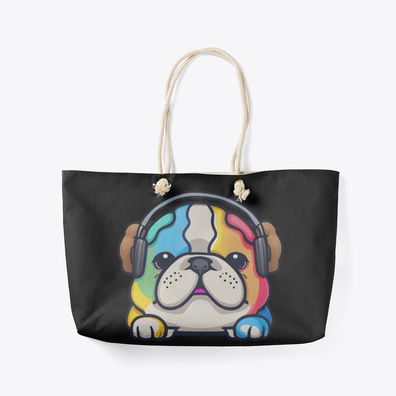 Cute Kawaii Bulldog retro music