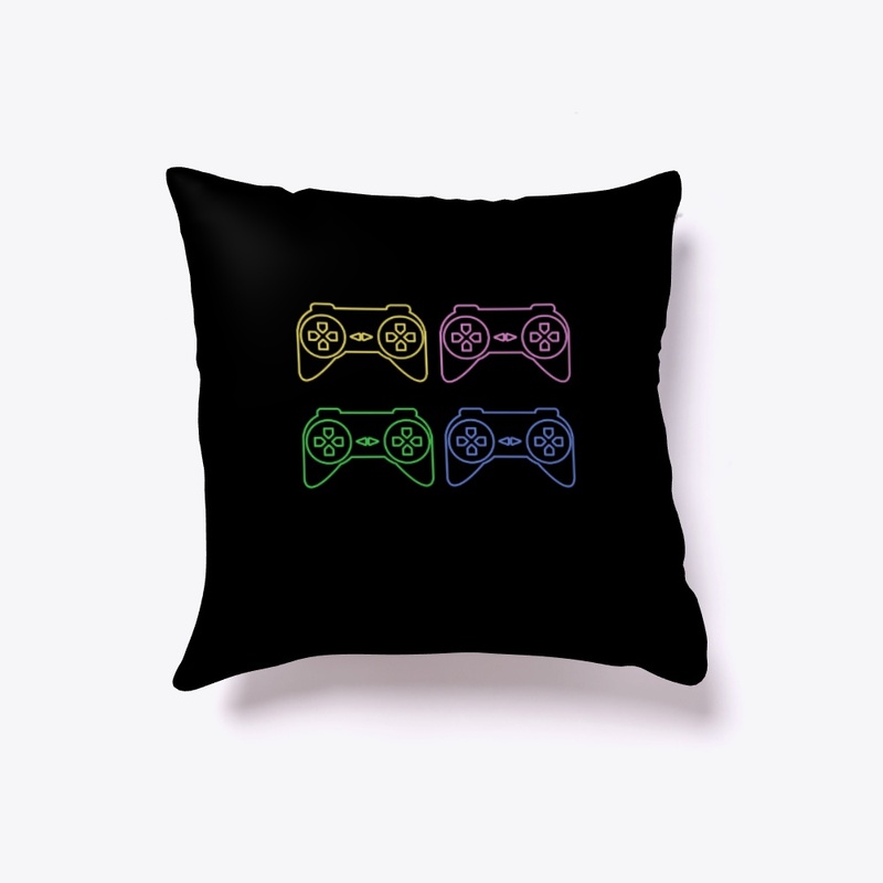 a colourful controller ,T-shirt.