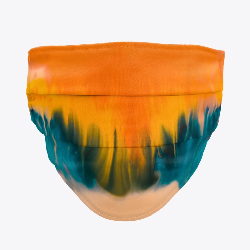 orange/blue watercolor face mask