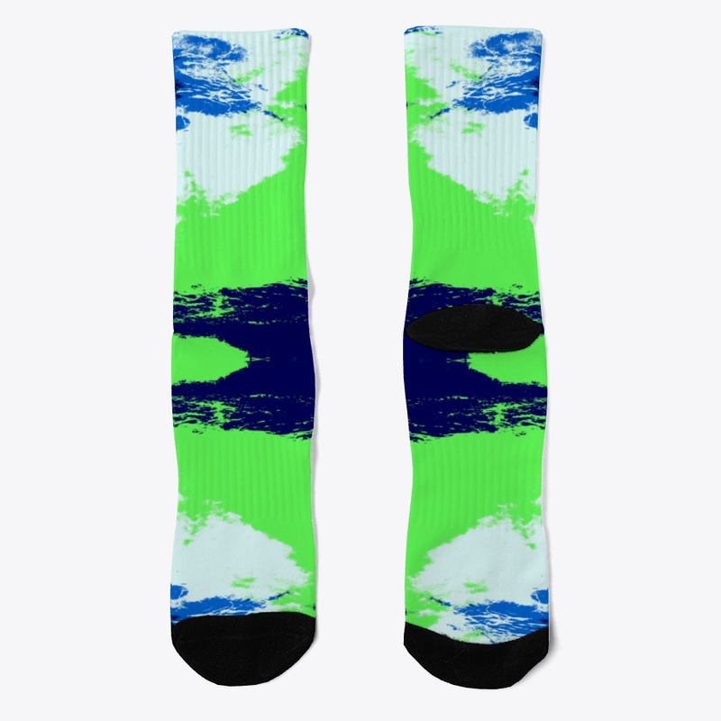 Abstract Green Blue Ink Blot Rorschach