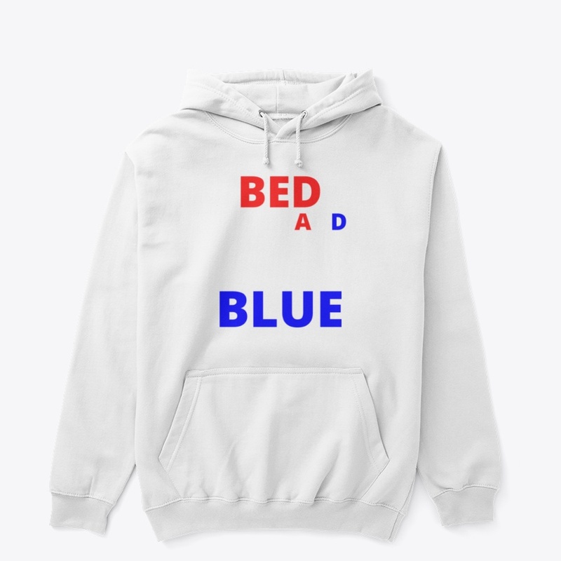 Bed white and blue funny independence na