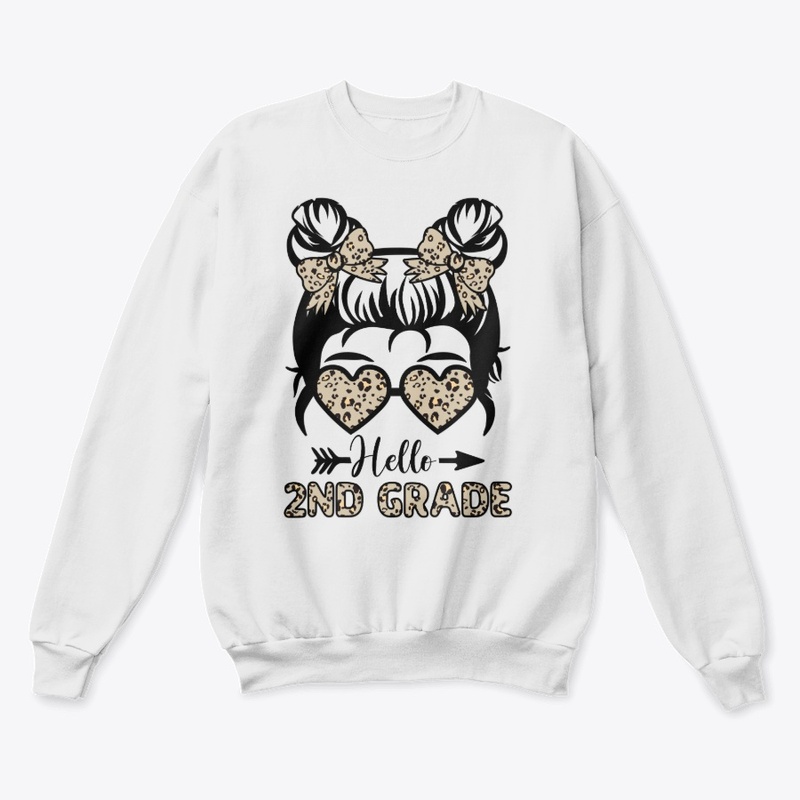 Hello 2nd Grade Messy Bun - Leopard