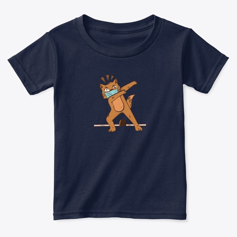 Pet cat in covid-19 mask funny cartoon