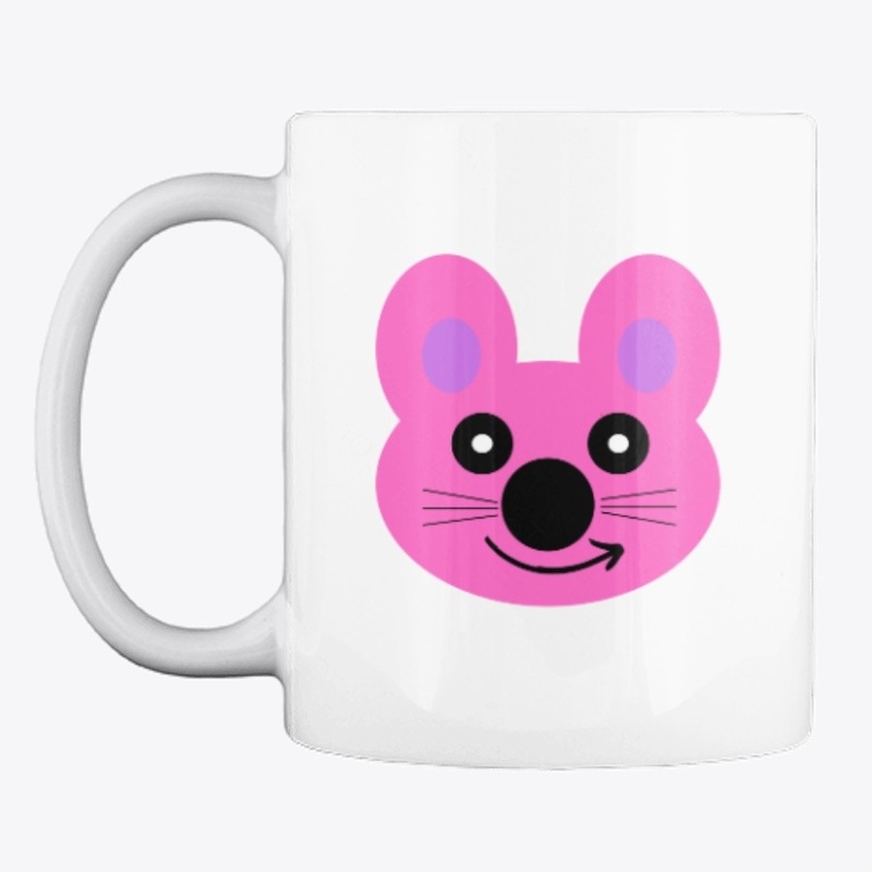 Cute Happy Pink Mouse Cartoon