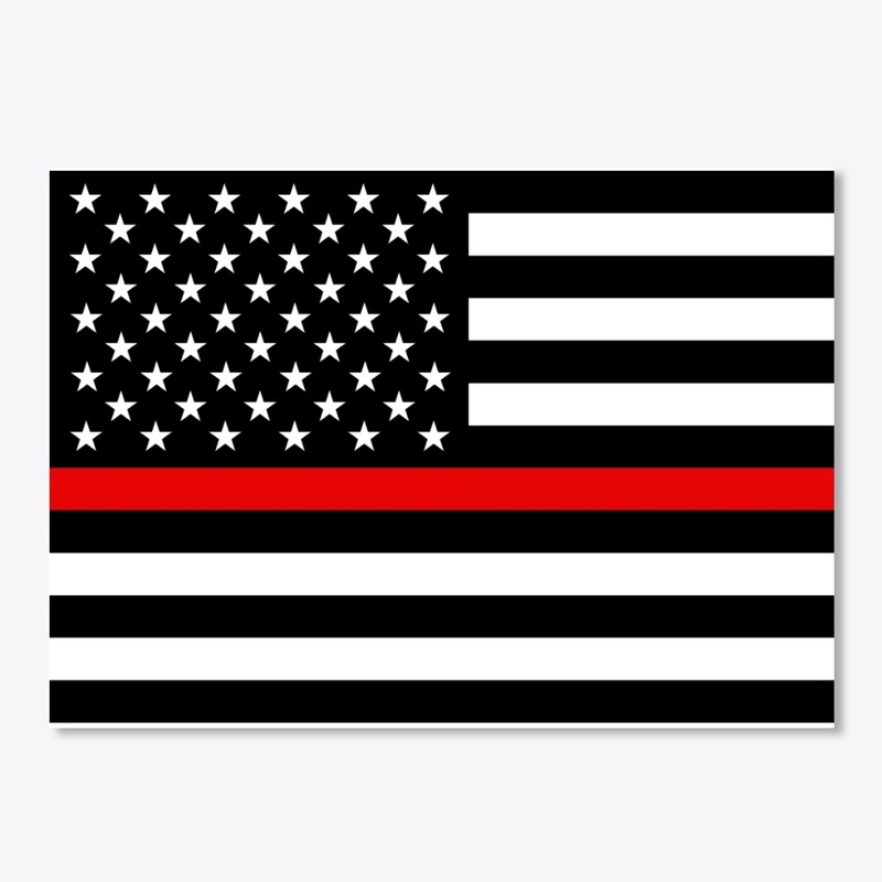 Thin Red Line Firefighters American Flag