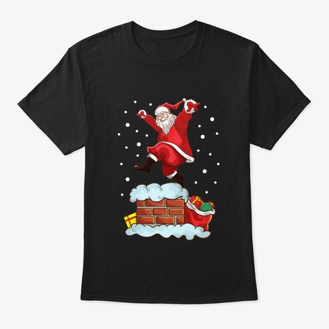 Karate Santa Crane Pose Merry Christmas  Black T-Shirt Front