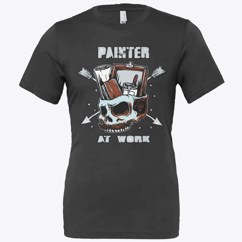 PAINTER AT WORK SKULL ART