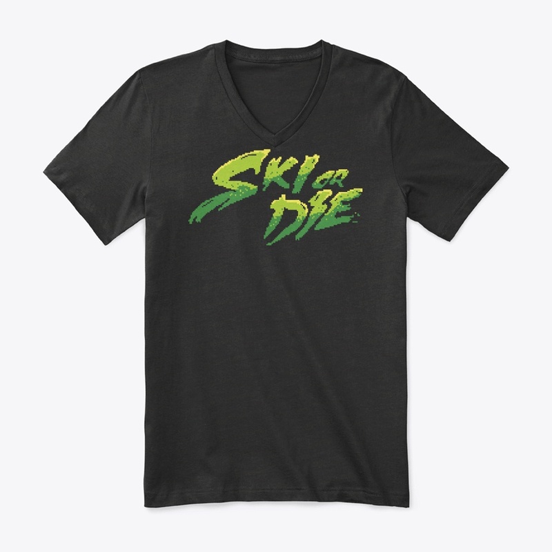 Acid Green Ski or Die Pixel art Logo