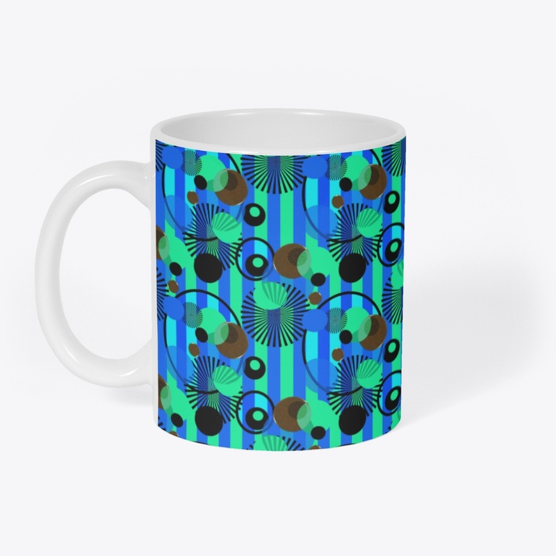 Blue Green Stripes and Dots