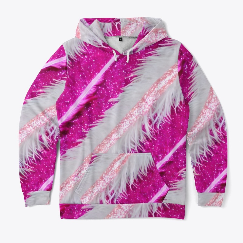 Pink and White Sparkly Feather Design 