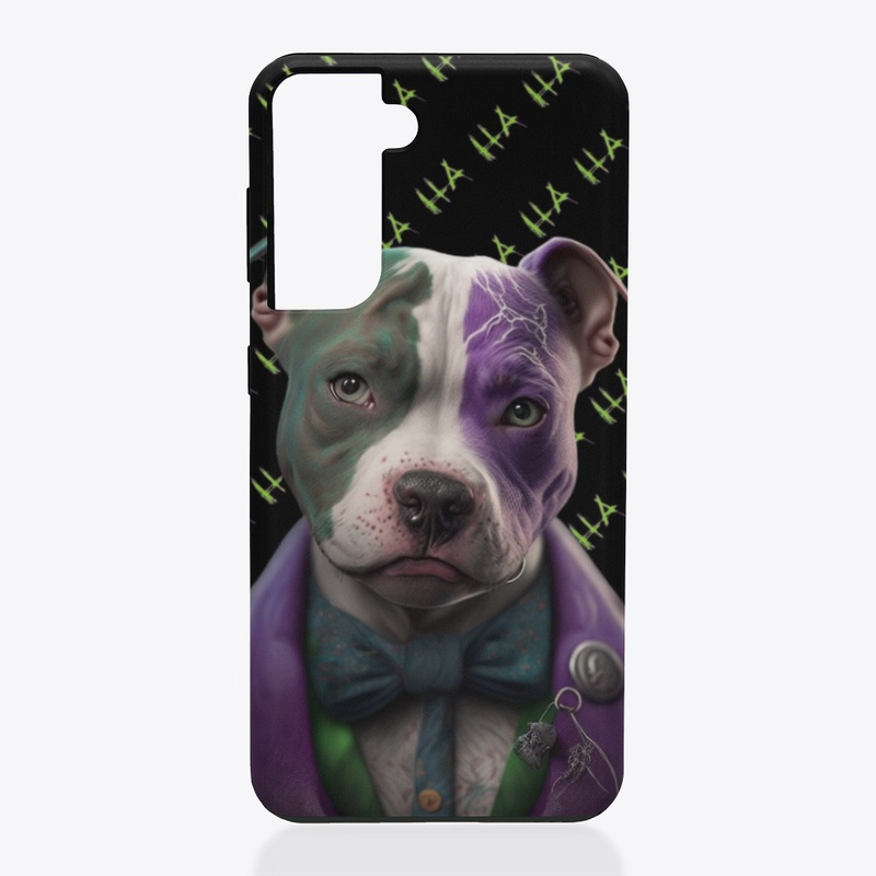 Green an Purple Pit Bull Laughing