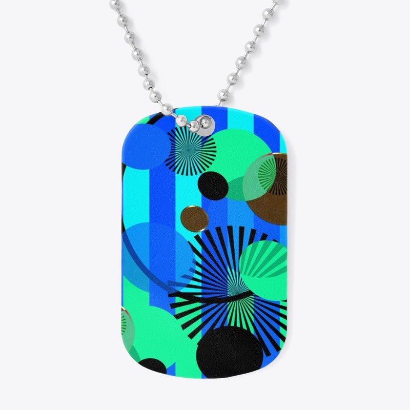 Blue Green Stripes and Dots