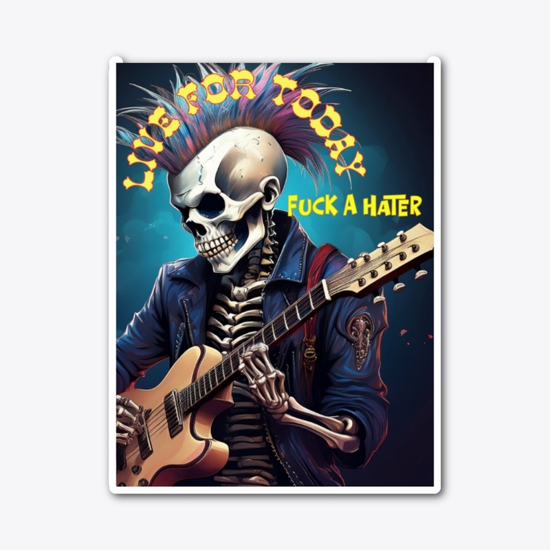 Skeleton anti-hater rockstar