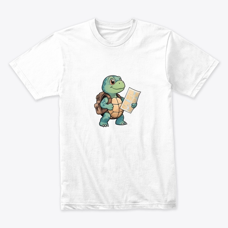 Cute Lost Turtle Explorer Sticker.