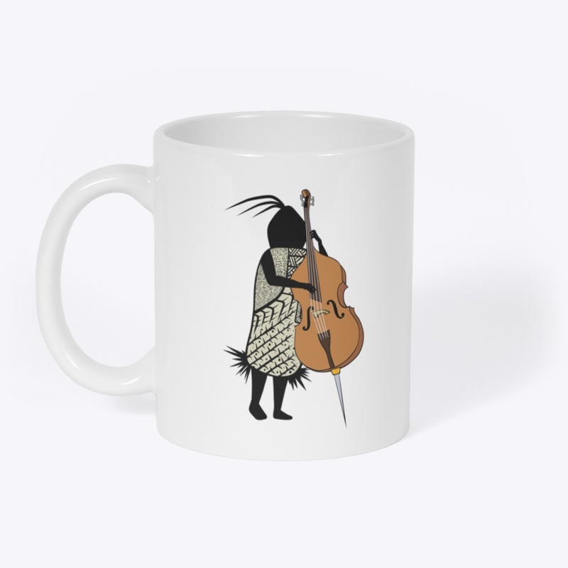 Musician Cave Person Plays Contrabass