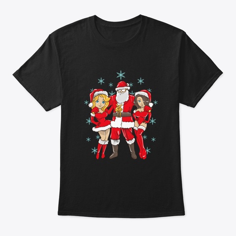 Santa Claus Pimp Christmas Hos Black T-Shirt Front