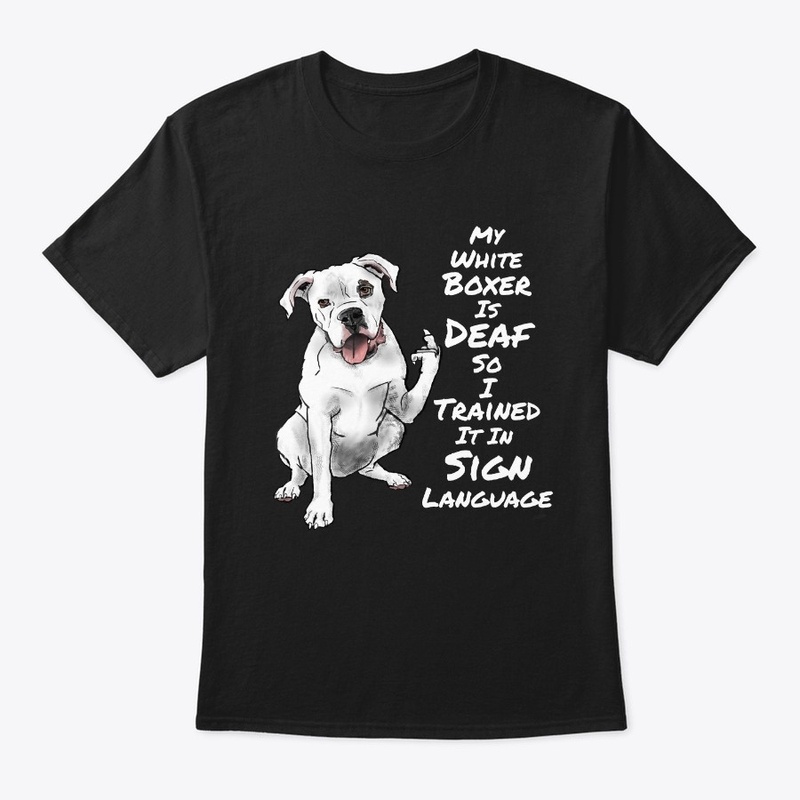 White boxer dog Deaf learn sign language