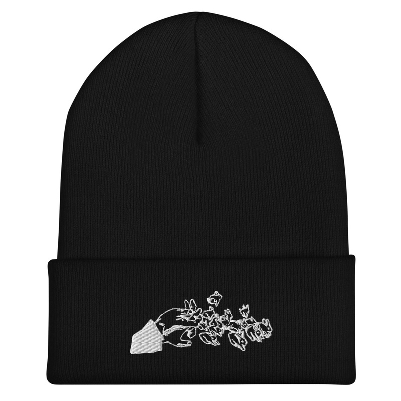 Rabbit escape hand sign beanie - white