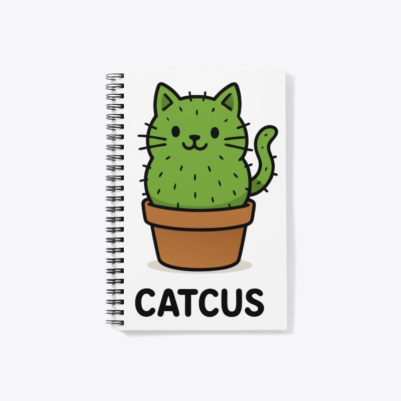 Cute Cartoon Cat Cactus Illustration