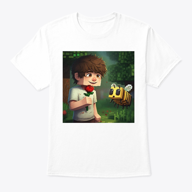 Boy gives flower to bee