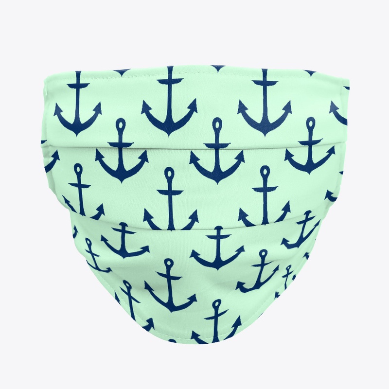 Navy Blue Anchors on Pastel Green 