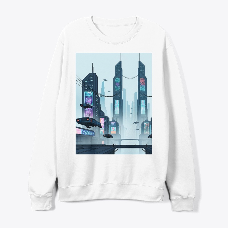 Futuristic cyberpunk city skyline